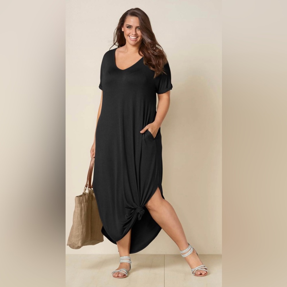 Casual Maxi Shirt Dress With Pockets